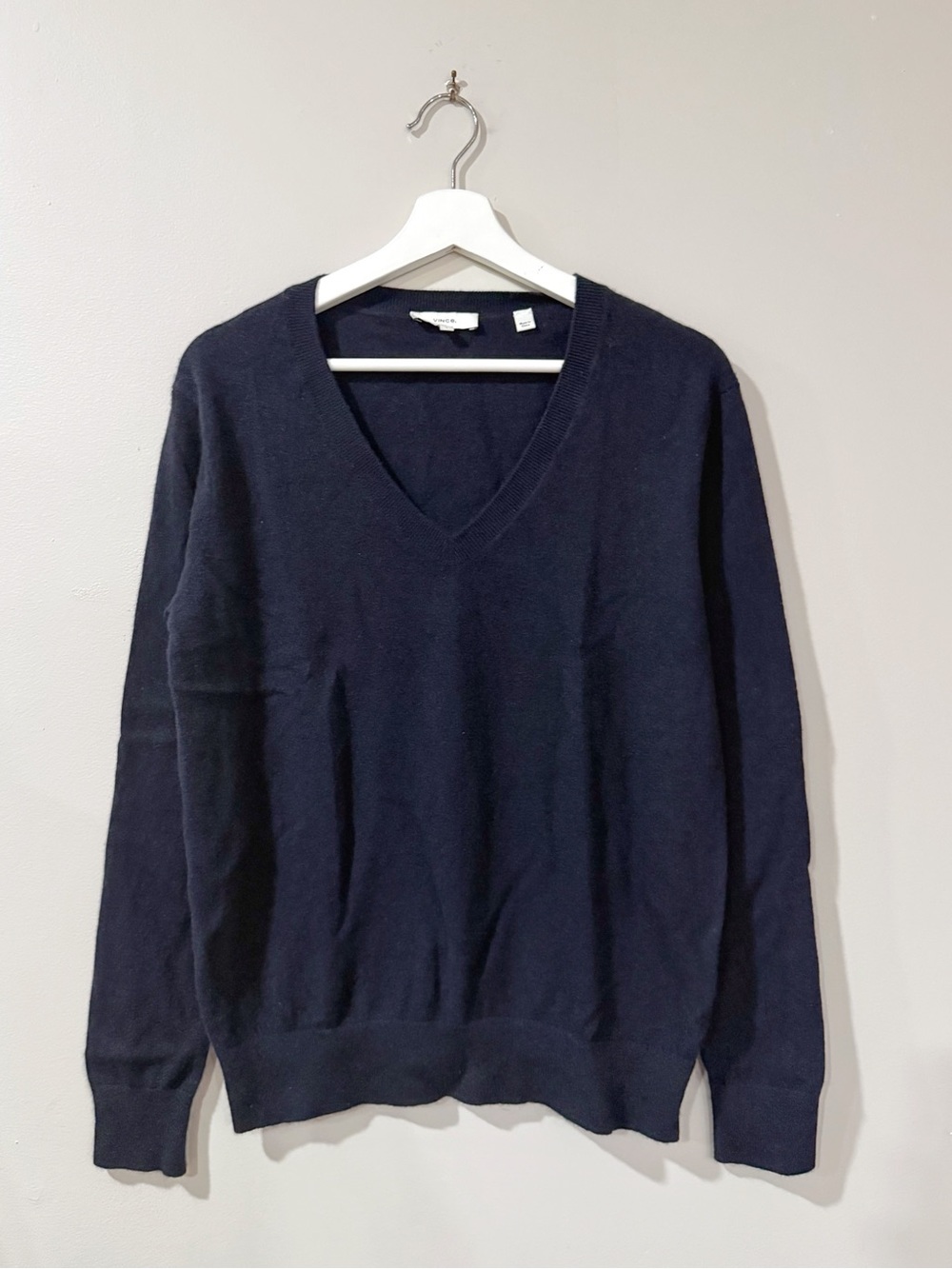 Vince Women S Dark Navy Cashmere V Neck Sweater Quiet Luxury Minimalist